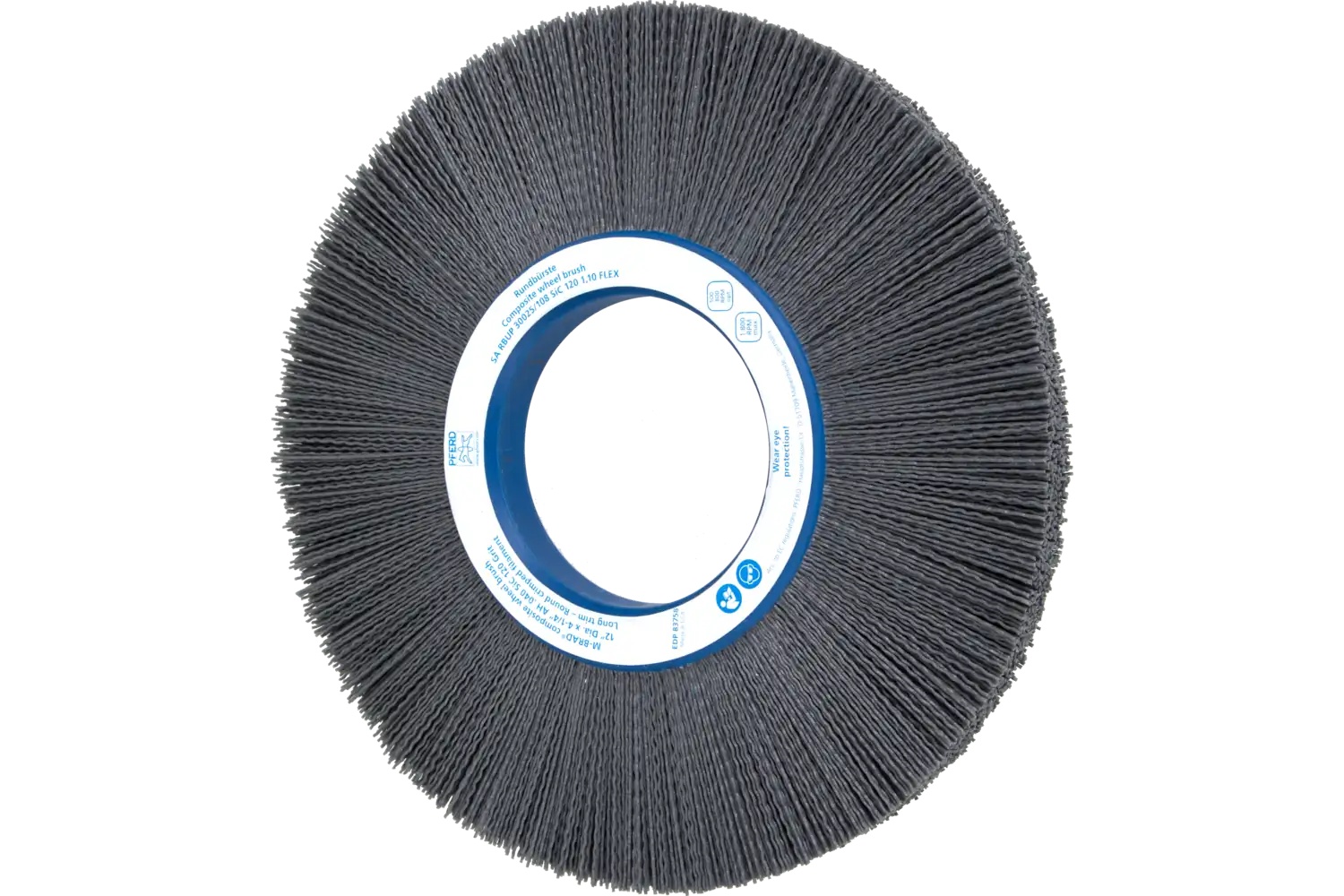 Picture of Pferd M-BRAD® Composite Wheel Brush 12" Dia. .040/120 Grit SiC 4-1/4" Arbor